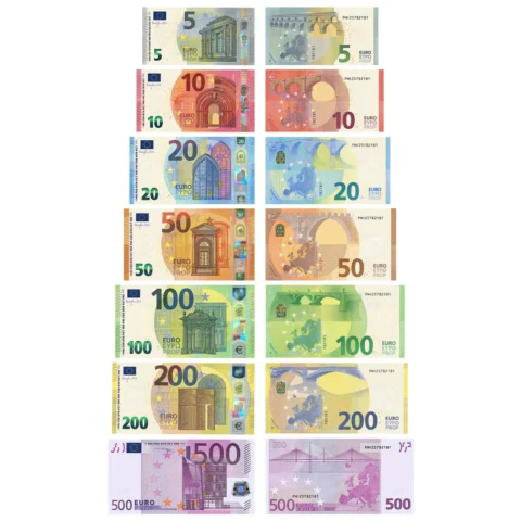 all denomination euro series banknote mix – realistic fake currency