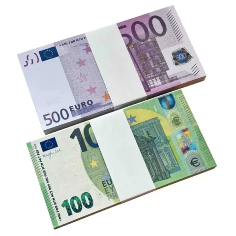 €100|€500 prop euro banknote stacks – realistic fake currency