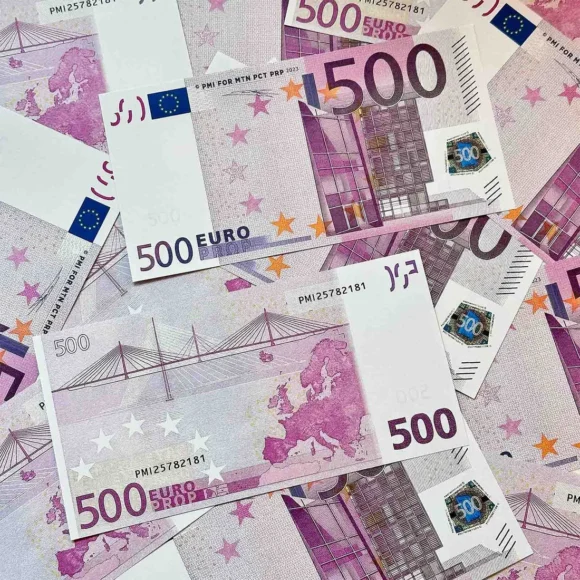€100|€500 prop euro banknote stacks – realistic fake currency
