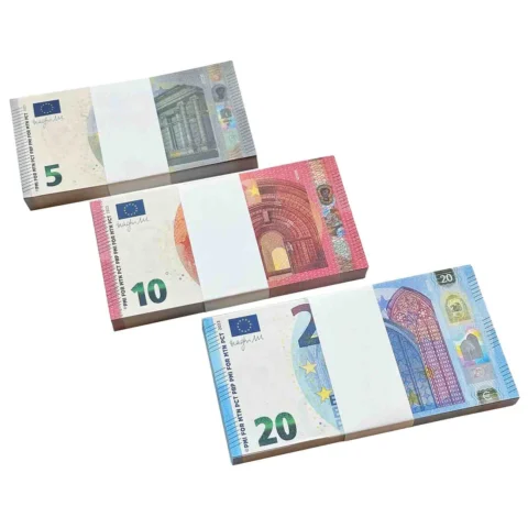 €5|€10|€20 prop euro banknote stacks – realistic fake currency